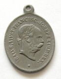 y870 AUSTRIA UNGARIA FRANZ JOSEPH MEDALIA JUBILIARA 50 ANI DE DOMNIE 1848 1898 metal alb 35mm STARE FOARTE FRUMOASA