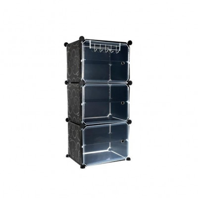 Raft/dulapior depozitat incaltaminte, modular, 6 polite, plastic, negru, 44.5x30x93 cm foto