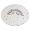 Covor BONO 8302 cerc Curcubeu, inimioare crem / maro, cerc 120 cm