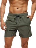 Sort de baie pentru barbati Aisprts, cu buzunare, verde, M - OUTLET