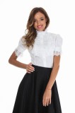 Camasa dama office alba cu jabou lat din dantela si maneci scurte, 36, 38, 40, 42, 44, Alb, T&#039;esha