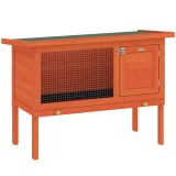 PawHut Adăpost pentru iepuri, cușcă ridicată din lemn cu acoperiș bituminos rabatabil, sertar extractibil 90x45x65 cm Portocaliu | Aosom Romania
