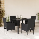 vidaXL Set mobilier de grădină cu perne 5 piese negru poliratan&amp;sticlă 3278544