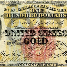 100 dolari 1875 Reproducere Bancnota USD , Dimensiune reala 1:1