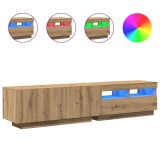 Cumpara ieftin Dulap TV cu LED stejar artizanal 180x35x40 cm lemn prelucrat
