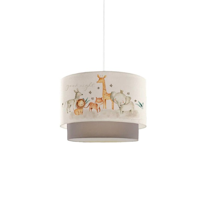 Plafoniera pentru copii PWL-1097 E27 alb-Gri-portocaliu D30x20cm