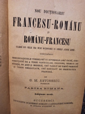 G. M. Antonescu - Nou dictionariu francesu - romanu si romanu - francesu foto