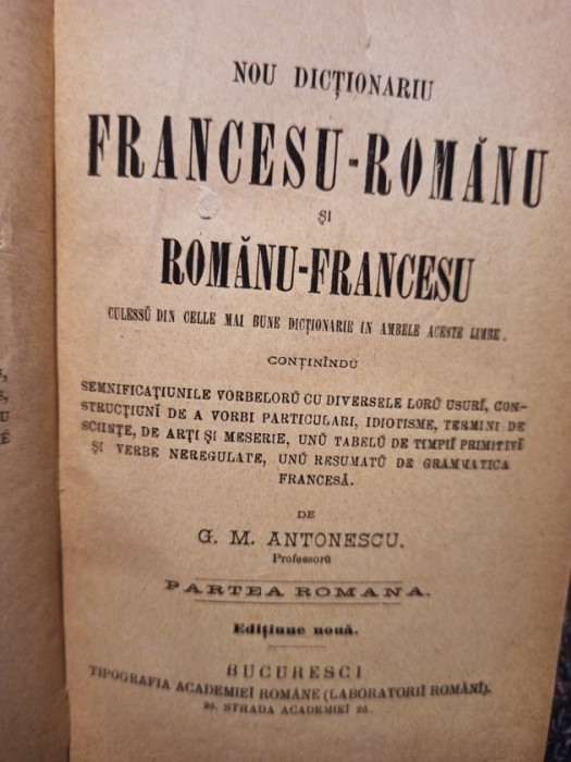 G. M. Antonescu - Nou dictionariu francesu - romanu si romanu - francesu