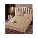 Husa de Saltea Tip Topper cu Elastic + 2 Fete de Perna Catifea, Bej 160x200 - JO995