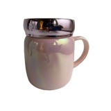 Cana din ceramica cu capac, 360ml, Roz