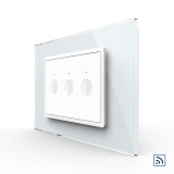 Cumpara ieftin Intrerupator triplu wireless cu touch Livolo, alb, rama din sticla, standard italian