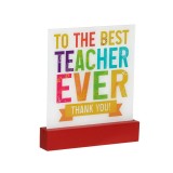 Decoratiune din lemn, 15x17.5 cm, Mesaj Best Teacher, ATU-082828, Oem