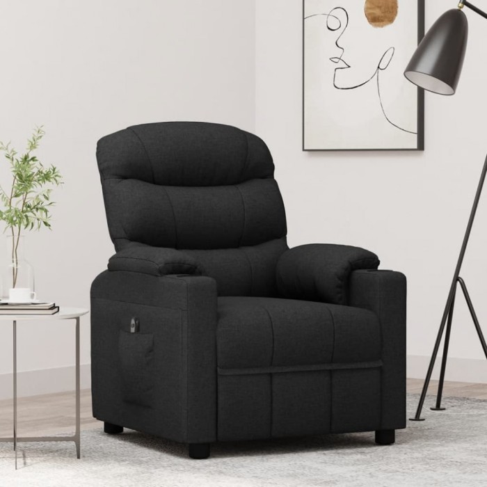 vidaXL Fotoliu rabatabil electric, negru, material textil