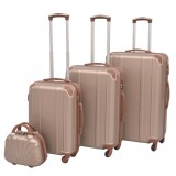 Set de valize trollere, culoare șampanie, 4 buc., vidaXL