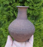 VAZA DIN CERAMICA VINTAGE, LUCRATA SI DECORATA MANUAL