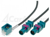 Cablu adaptor antena auto Fakra soclu mama - Fakra mufa tata x2 0.25m VWP 4CARMEDIA