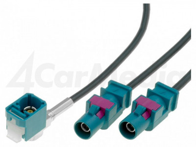 Cablu adaptor antena auto Fakra soclu mama - Fakra mufa tata x2 0.25m VWP 4CARMEDIA foto