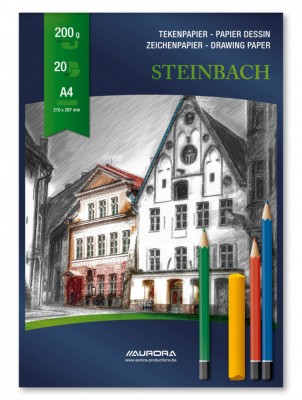 Bloc desen A4, 20 file - 200g/mp, AURORA Steinbach - carton alb foto