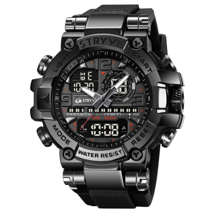 Ceas barbatesc de mana Stryve Digital Analog Militar 5 ATM Fashion Sport Negru