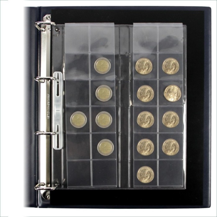 Set 2 folii pentru monede, Compact A4, pentru 48 monede de pana la 34 mm