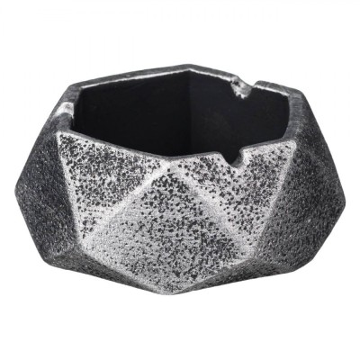 Scrumieră Ceramică, Hexagonală, Argintie, 10.5x10.5x5 cm foto