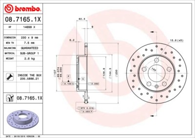 BREMBO 08.7165.1X XTRA LINE - Xtra Disc frana foto
