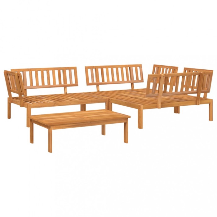 Set canapea gradina din paleti, 4 piese, lemn masiv de acacia