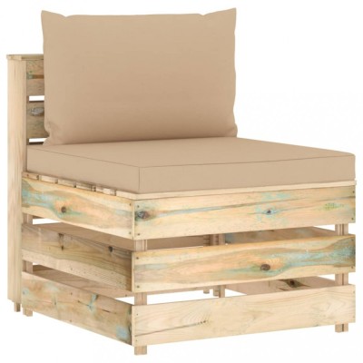 vidaXL Canapea de mijloc modulară cu perne, verde, lemn impregnat 3074510 foto