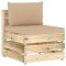 vidaXL Canapea de mijloc modulară cu perne, verde, lemn impregnat 3074510