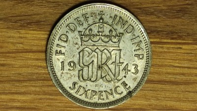 Anglia / Marea Britanie - moneda argint - 6 pence / sixpence 1943 XF -George VI foto