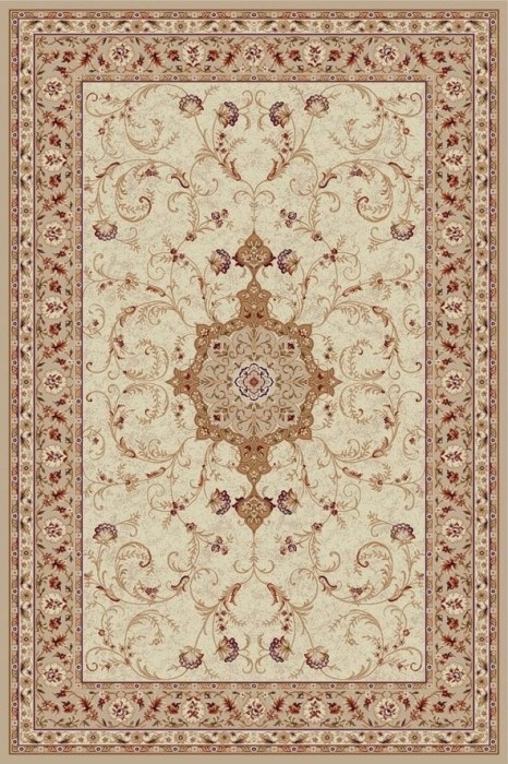 Covor Model Lotos 523-100, Marime 50 x 80 cm, Bej, Crem, Inaltime Fir 8 mm, Antialergic, Polipropilena, Living, Dormitor, Sufragerie, Birou