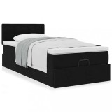 Gossi cadru de pat otoman cu saltea, catifea neagra 100x200cm
