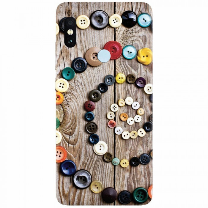 Husa silicon pentru Xiaomi Mi 8 SE, Colorful Buttons Spiral Wood Deck