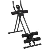 SPORTNOW Aparat pentru Abdomen Pliabil cu Ecran LCD, Șină Dublă, Spumă PVC, Cadru din Oțel, 92x41x83cm, Negru | Aosom Romania
