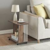 Beistelltisch Haarby mit 4 Rollen 42x50x24 cm Eicheoptik [en.casa] HausGarden Leisure