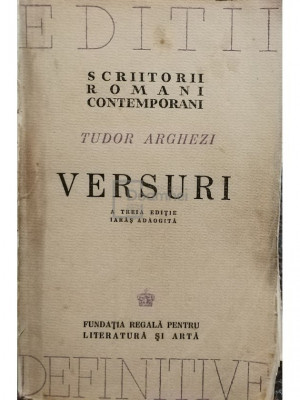 Tudor Arghezi - Versuri, a treia editie (editia 1943) foto