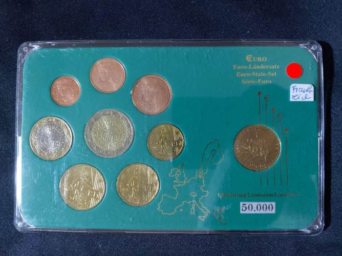 Euro set - Franța 1999-2003 + 1 franci 1960 , 9 monede