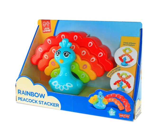 Jucarie de stivuit - Paun colorat PlayLearn Toys