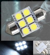 Led bec C5W FESTOON SOFIT 6 SMD 5050 31 mm de culoare alb foto