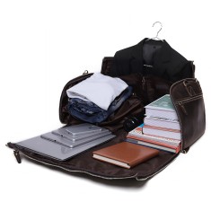 Geanta voiaj, fitness, BUSY LDY&amp;GTM&reg; Atlas, piele naturala, compartiment costum si incaltaminte, unisex, maro inchis