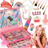 Cumpara ieftin Trusa de machiaj, manichiura, bijuterii, pentru copii, model sirena, 26.2 x 19.4 x 5.5 cm, roz