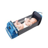 ​Rucsac Ghiozdan Multifunctional pentru Mamici si Bebelusi, cu Patut Pliabil Portabil, Suport Carucior, Buzunare Termoizolante, Impermeabil, Albastru