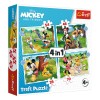 Set Puzzle 4 &icirc;n 1, Trefl, Mickey și Minnie, Multicolor, 35/48/54/70 piese