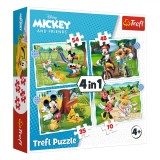 Set Puzzle 4 &icirc;n 1, Trefl, Mickey și Minnie, Multicolor, 35/48/54/70 piese