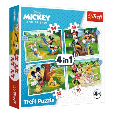 Set Puzzle 4 &amp;icirc;n 1, Trefl, Mickey și Minnie, Multicolor, 35/48/54/70 piese foto