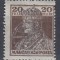 ROMANIA 1919 EMISIUNEA CLUJ SUPRATIPAR PE TIMBRELE KARL&amp;ZITA 1918 ESEU VALOAREA 20 BANI BRUN SUPRATIPAR ARGINTIU GUMA ORIGINALA SARNIERA