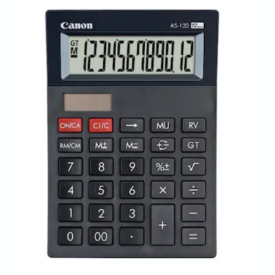 Calculator de birou CANON AS-120 II ecran 12 digiti alimentare solara si baterie negru 4722C003AA foto