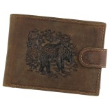 Portofel barbati din piele naturala 12&times;10 CM, Vanator, maro