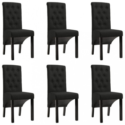 vidaXL Scaune de sufragerie, 6 buc. negru, material textil foto