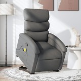 vidaXL Fotoliu de masaj rabatabil cu ridicare, gri &icirc;nchis, textil
